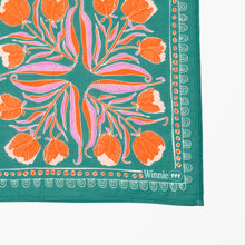 Load image into Gallery viewer, Teal &amp; Orange Print Cotton Bandana
