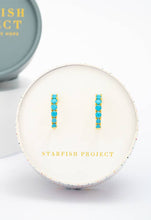 Load image into Gallery viewer, Turquoise &amp; Gold Hoops in Aquamarine Zircon
