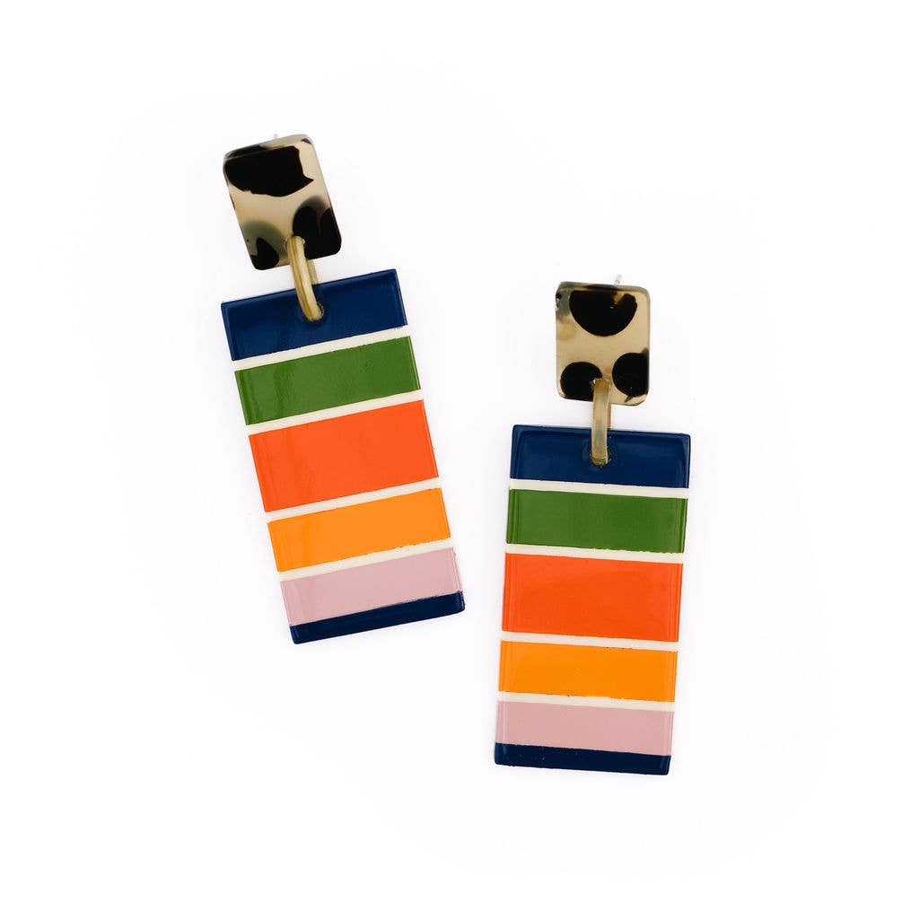 Texas Color Block Stripe Cabana Earrings