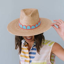 Load image into Gallery viewer, Gloria Turquoise Crochet Palm Hat Small
