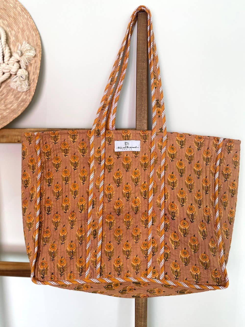 Reversible Quilted Block Printed Cotton Tote Bag