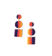 Load image into Gallery viewer, Sunset Fade Purple Orange Circle Square Earrings
