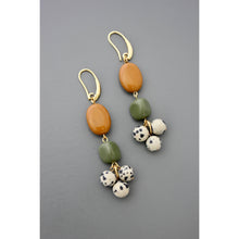 Load image into Gallery viewer, FERE68 Jasper, serpentine, and Dalmatian cluster earrings
