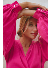 Load image into Gallery viewer, Hot Pink Linen Wrap Dress
