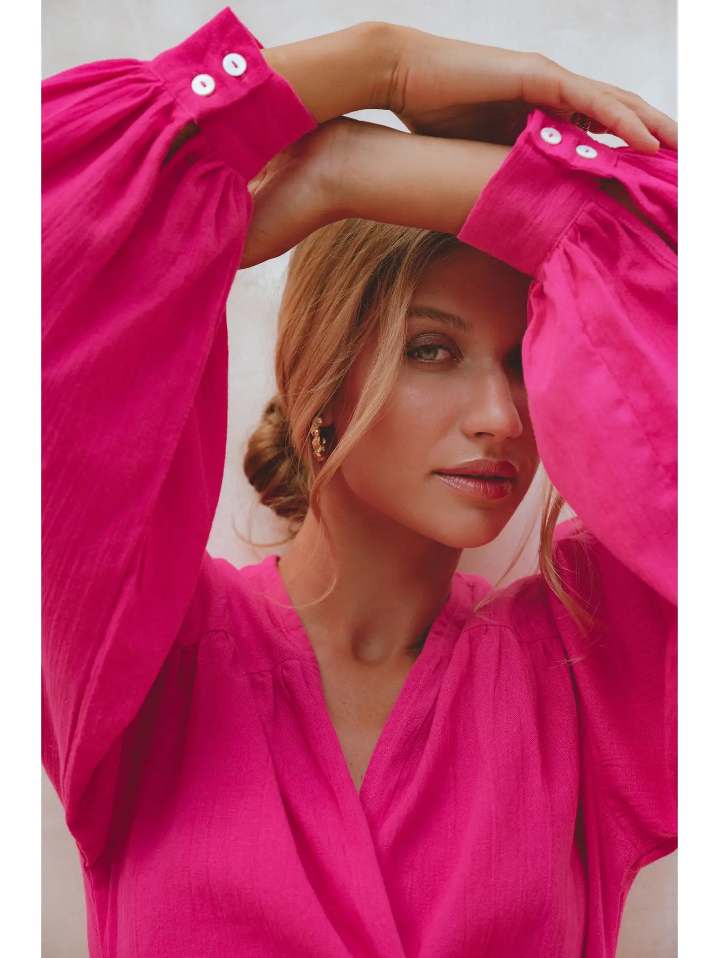 Hot Pink Linen Wrap Dress – Oak + Sparrow Boutique