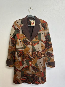 NWT Tea Designs by Michelle N. Vintage Geometric Print Blazer Coat - Size 4
