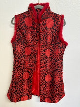 Load image into Gallery viewer, Traditional Chinese Brocade Vest - Red &amp; Black - Size XXXL (Fits Approx. 16-18)
