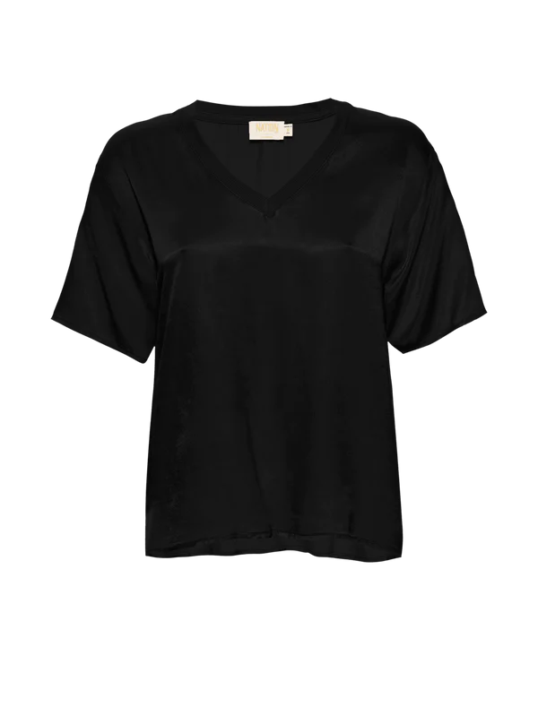 Satin Oversized Tee - Black