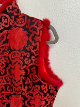 Load image into Gallery viewer, Traditional Chinese Brocade Vest - Red &amp; Black - Size XXXL (Fits Approx. 16-18)
