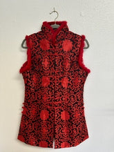 Load image into Gallery viewer, Traditional Chinese Brocade Vest - Red &amp; Black - Size XXXL (Fits Approx. 16-18)
