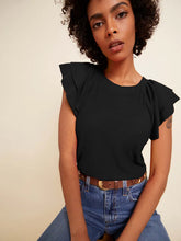 Load image into Gallery viewer, Ruffle Sleeve Raglan Tank - Black
