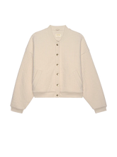 Load image into Gallery viewer, Ivory Quilted Bomber Jacket
