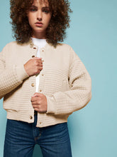 Load image into Gallery viewer, Ivory Quilted Bomber Jacket
