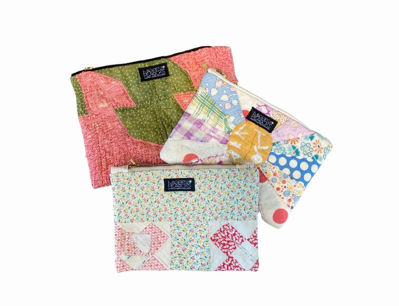 Assorted Upcycled Quilt Zipper Pouches