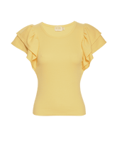 Load image into Gallery viewer, Yellow Ribbed Ruffle Sleeve Irina Flirty Tee
