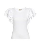 Load image into Gallery viewer, White Ribbed Ruffle Sleeve Irina Flirty Tee
