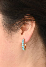 Load image into Gallery viewer, Turquoise &amp; Gold Hoops in Aquamarine Zircon
