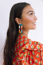 Load image into Gallery viewer, Color Block Fall Oval Earrings
