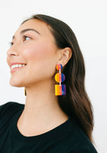 Load image into Gallery viewer, Sunset Fade Purple Orange Circle Square Earrings
