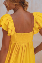 Load image into Gallery viewer, Yellow Linen Square Neck Maxi Dress
