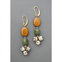 Load image into Gallery viewer, FERE68 Jasper, serpentine, and Dalmatian cluster earrings
