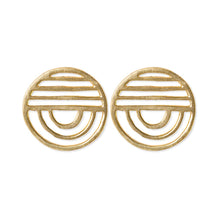 Load image into Gallery viewer, Laser Cut Lines Brass Circle Earrings
