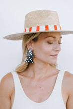 Load image into Gallery viewer, Black and White Polka Dot Triangle Earrings
