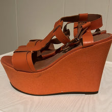 Load image into Gallery viewer, Madison Harding Canvas &amp; Leather T-Strap Wedges
