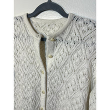 Load image into Gallery viewer, Ivory Vintage Diamond Knit Cardigan Sweater
