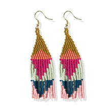Load image into Gallery viewer, Seed Bead Fringe Triangles Multi Color Earrings
