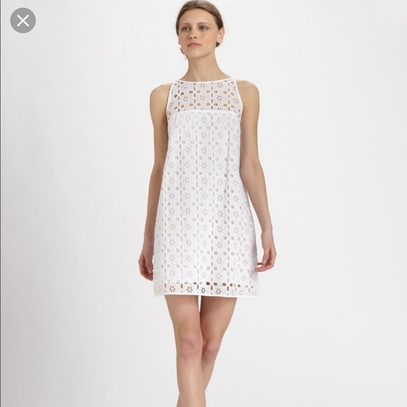 Milly White Eyelet Shift Dress - 4