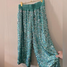 Load image into Gallery viewer, Marc Jacobs NWT Aqua Sequined Crop WIde Leg Pants - Medium
