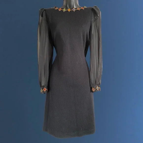 Vintage Lisa Michaels Knit Dress w/ Gems - 12P