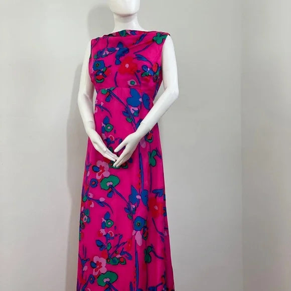 Victor Costa 60s Low Back Floral Gown