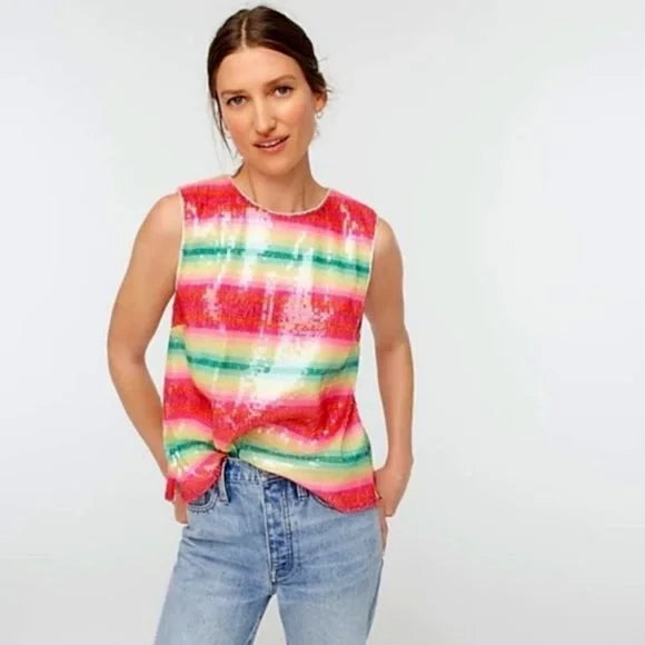 J. Crew Sequin Stripe Tank - S