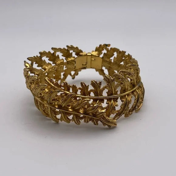 Gold Leaf Hinged Bracelet