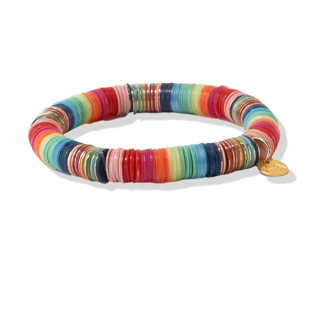 Stripe and Multi Mix Stretch Bracelet Rainbow