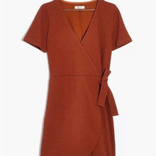 Load image into Gallery viewer, Madewell Texture &amp; Thread Short Sleeve Side Tie Dress Burnt Orange - S
