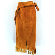 Load image into Gallery viewer, Cedars Vintage Camel Fringe Suede Maxi Wrap Skirt - Small
