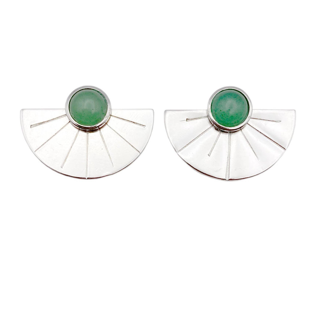 Oasis Silver and Green Stone Studs