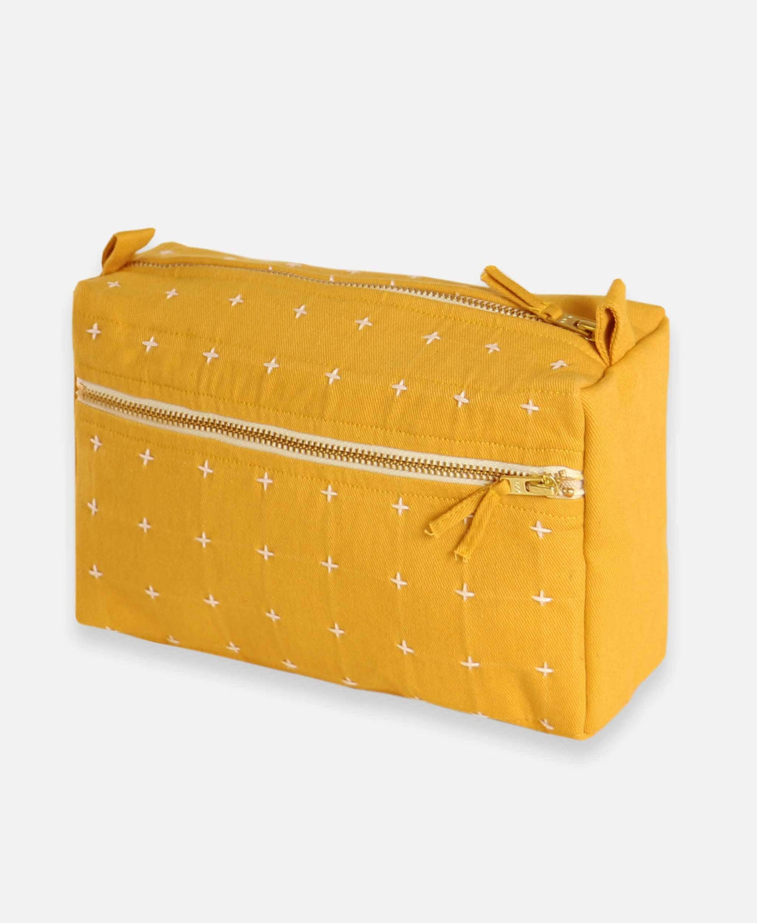 Small Cross-Stitch Toiletry Bag - Mustard