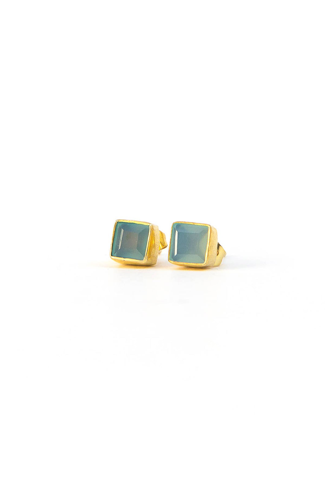 Crystal Waters Studs - Aqua Chalcedony