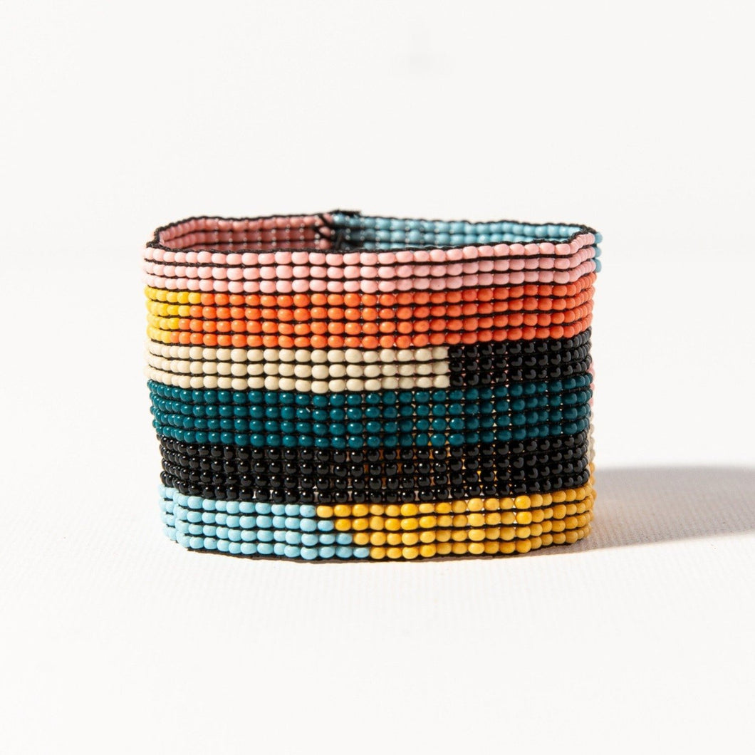 Multicolor Beaded Horizontal Stripe Bracelet