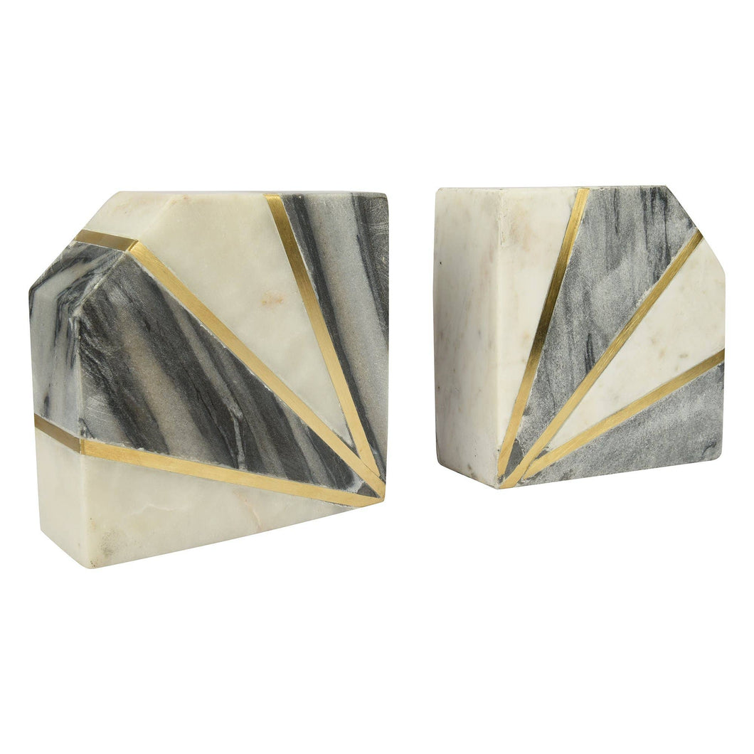 Art Deco Gray Marble Bookend (Set of 2)