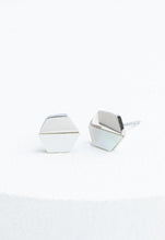 Load image into Gallery viewer, Hexagon Silver &amp; Pearl Studs
