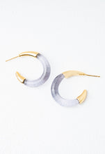 Load image into Gallery viewer, Gold &amp; Lilac Resin Hoops
