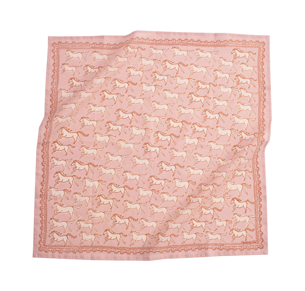 Wild Horses Pink Rust Cotton Bandana