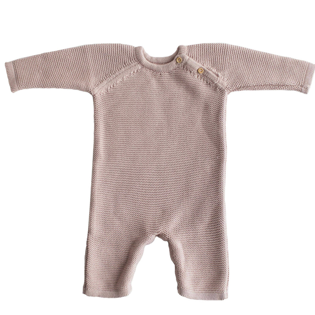 Organic Cotton Baby Knit Romper - Blush