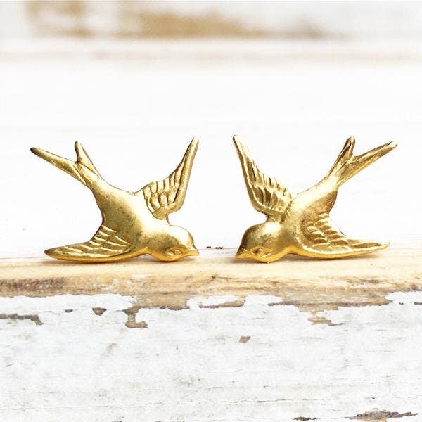 Gold Bird Stud Earrings Bird Earrings
