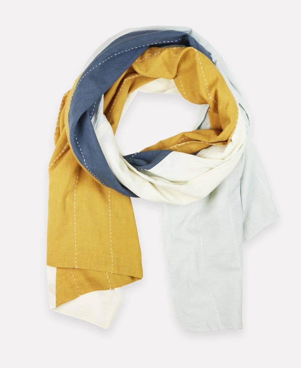 Asha Yellow, White, and Gray Color Block Scarf